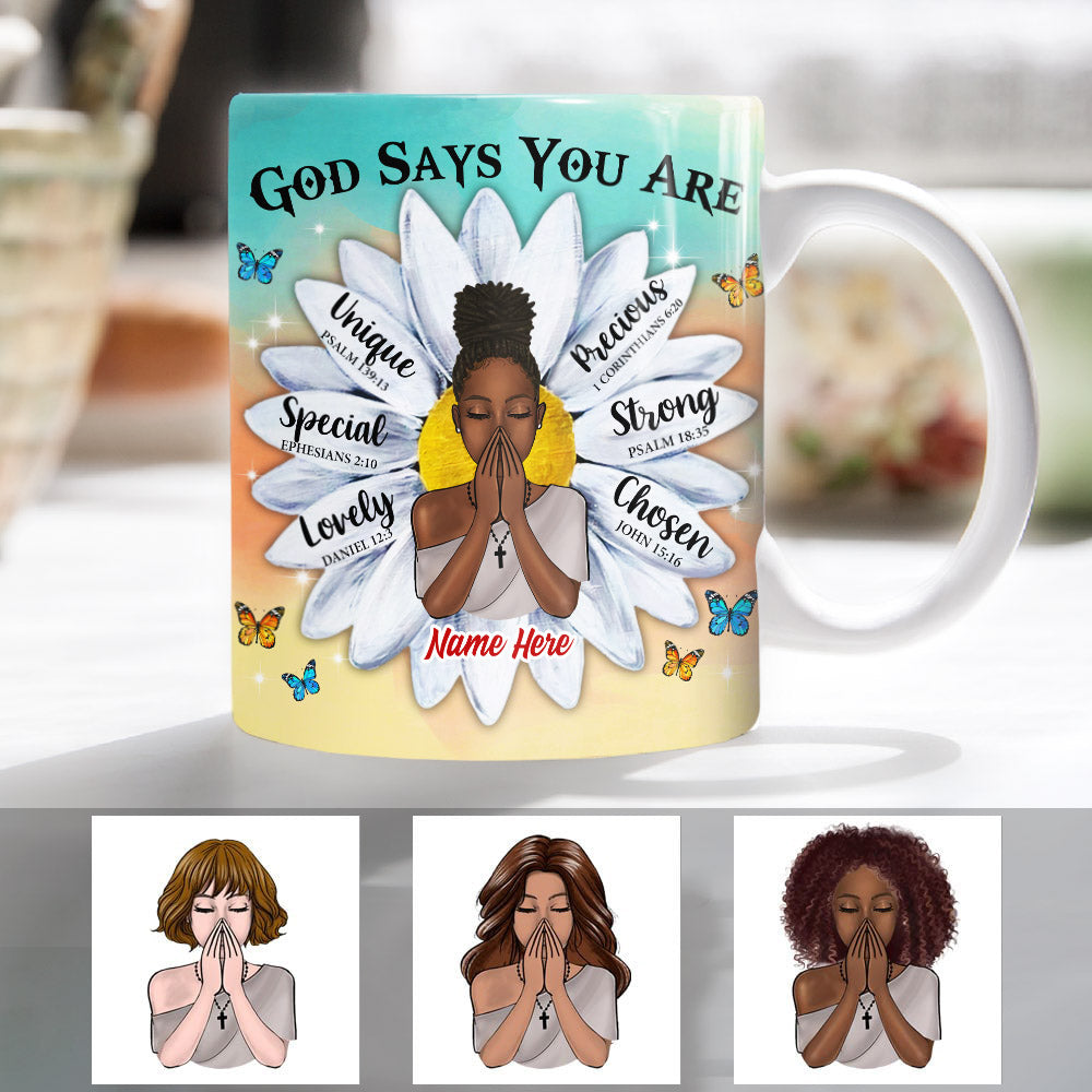 Personalized Melanin Girl, Black Queen Gift, Daughter God Says Mug