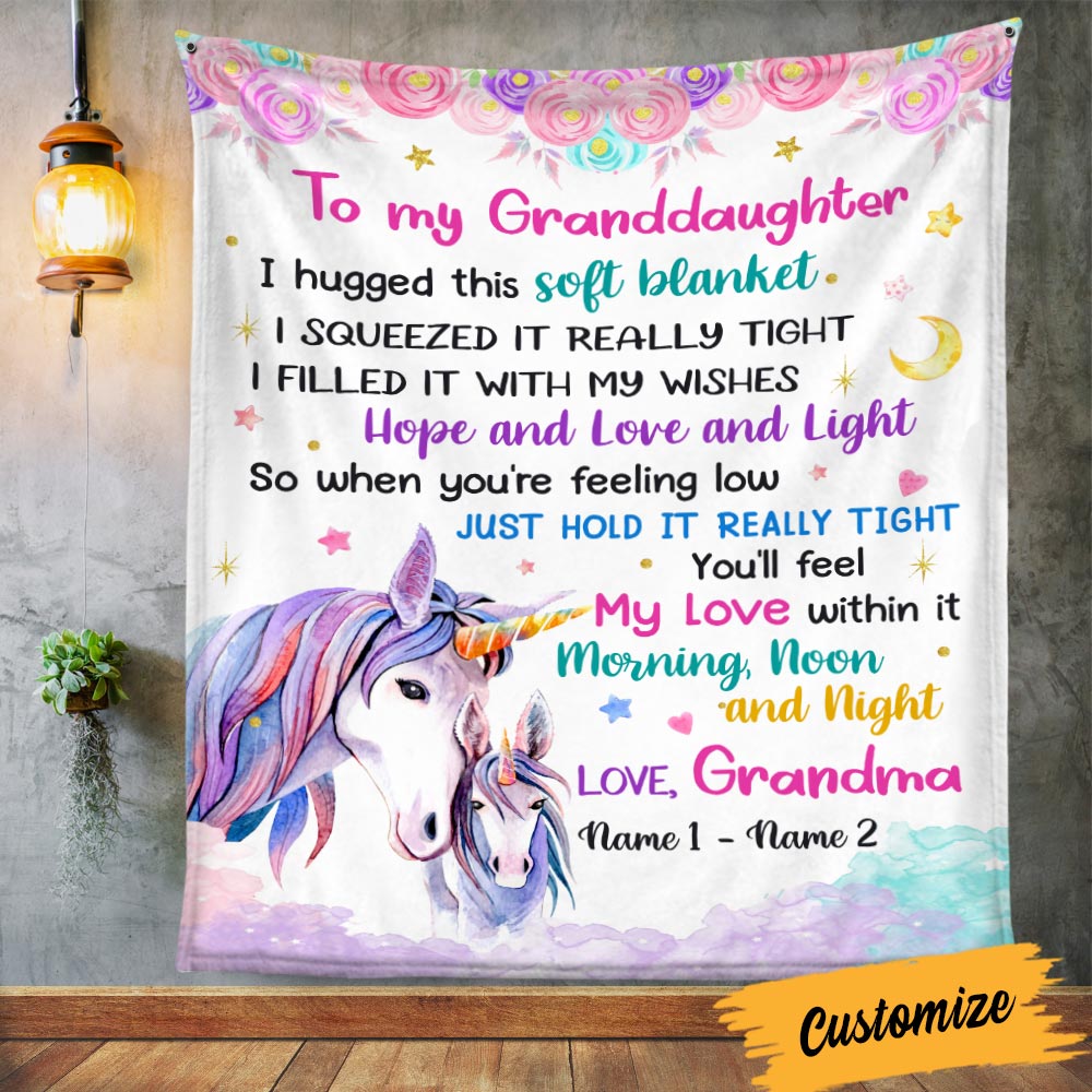 Personalized Daughter Granddaughter Unicorn Blanket