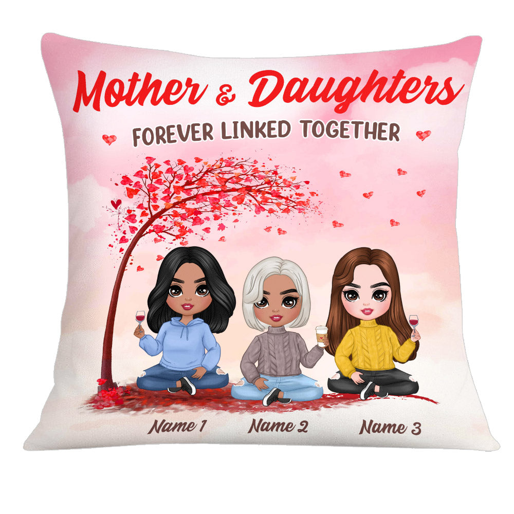 Personalized Family Icon Mother Daughter Forever Linked Together Pillow - Thegiftio UK