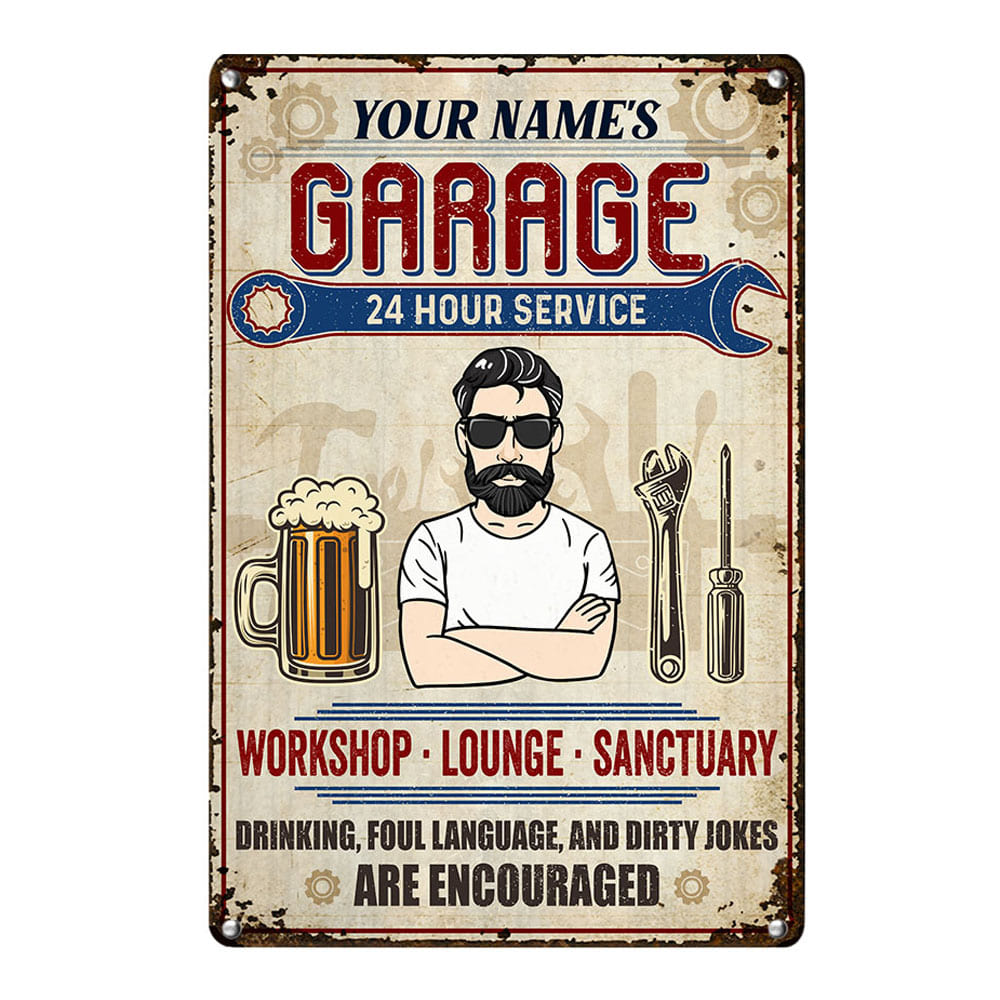 Personalized Grandpa Dad Garage Man Cave Metal Sign - Thegiftio UK