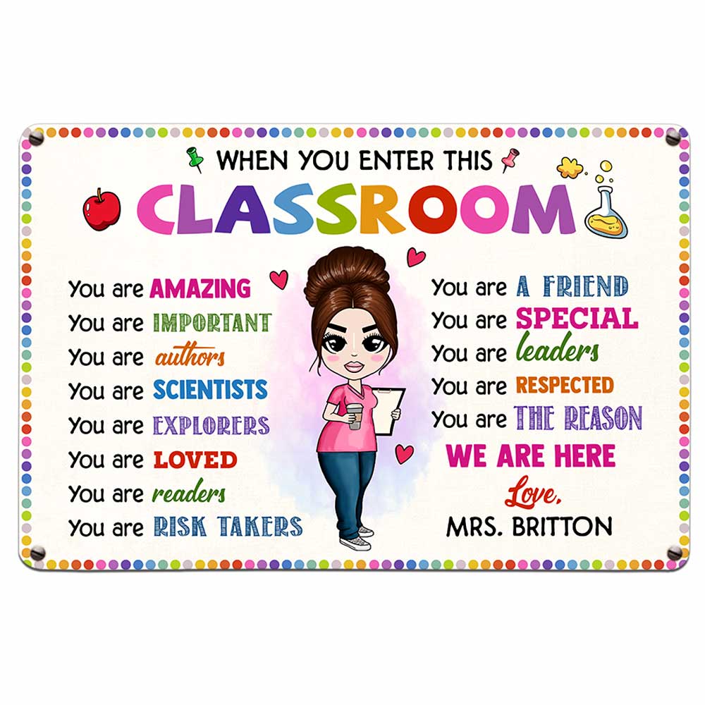 Personalized Teacher Classroom Metal Sign - Thegiftio UK