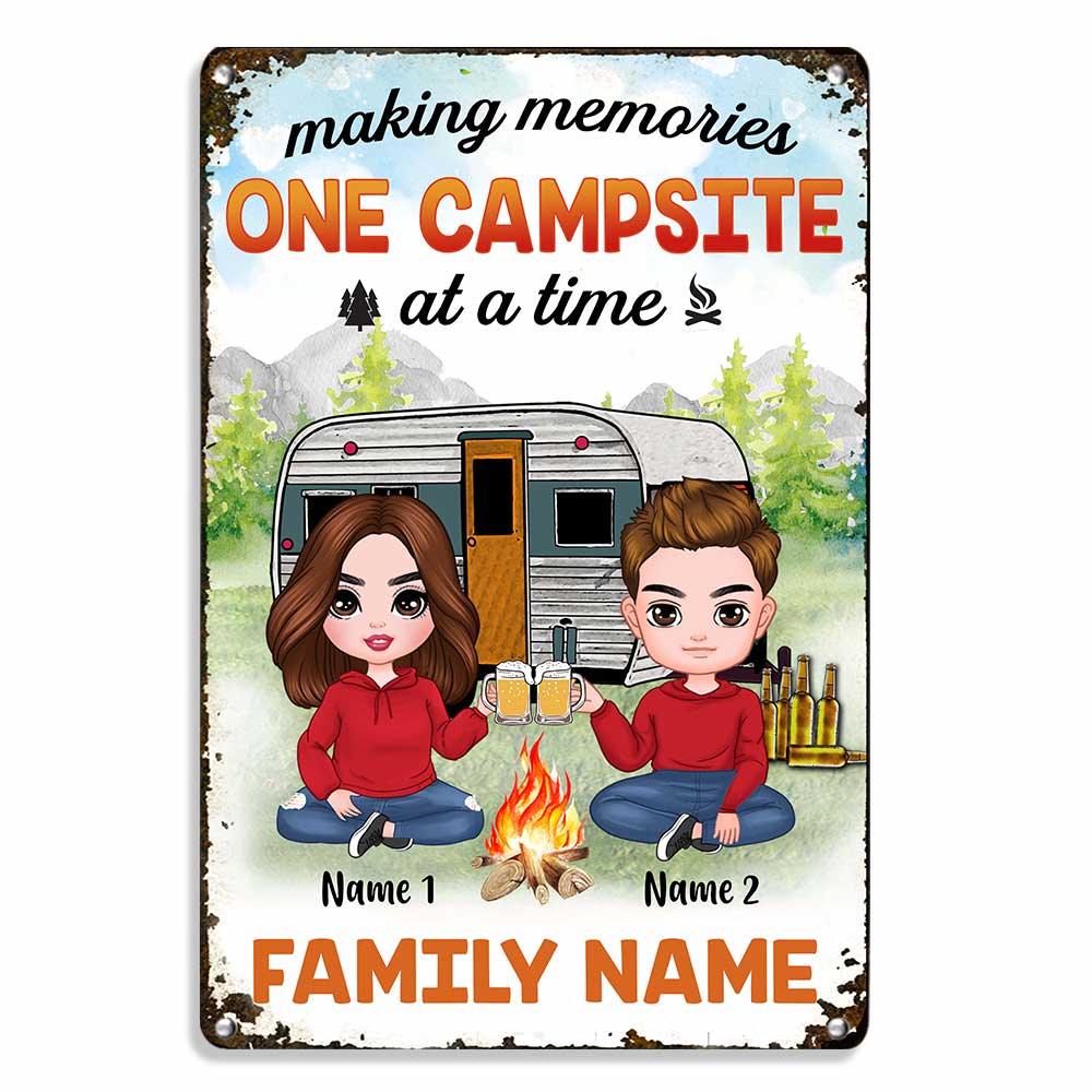 Personalized Camping Campsite Memory Couple Metal Sign - Thegiftio UK