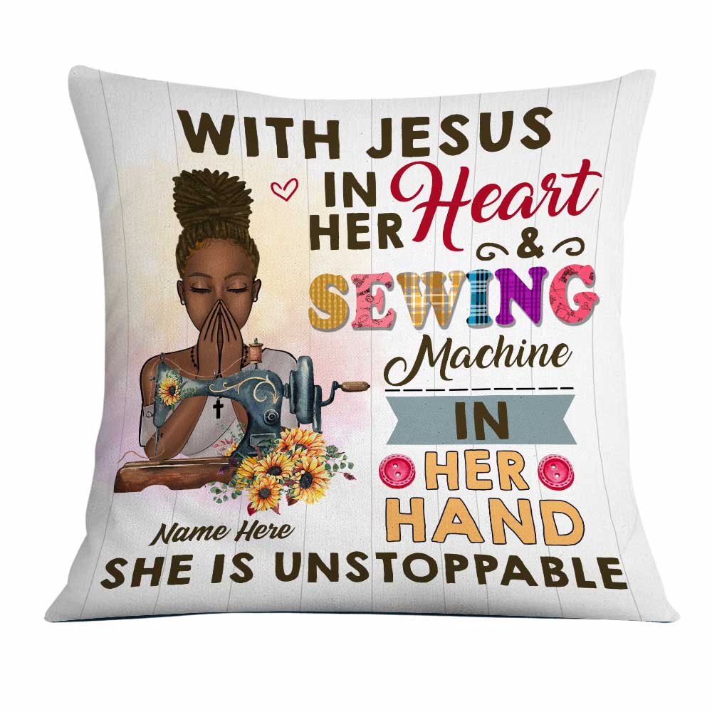 Personalized Sewing Gift, Sewing Lover, Funny Sewing, Love Sewing Jesus Pillow - Thegiftio UK
