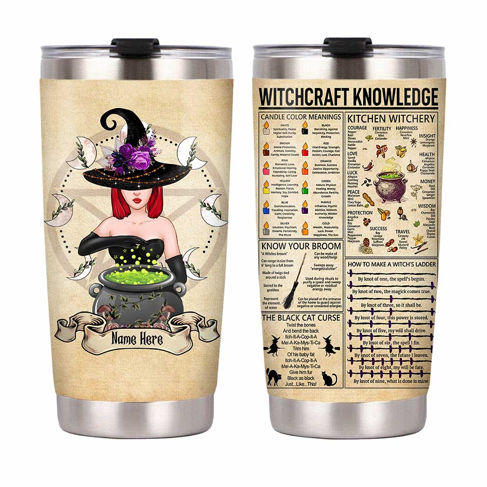 Personalized Witch Knowledge, Witches Brew, Kitchen Witcher Halloween Gifts, Witchcraft Knowledge Witch Steel Tumbler - Thegiftio UK