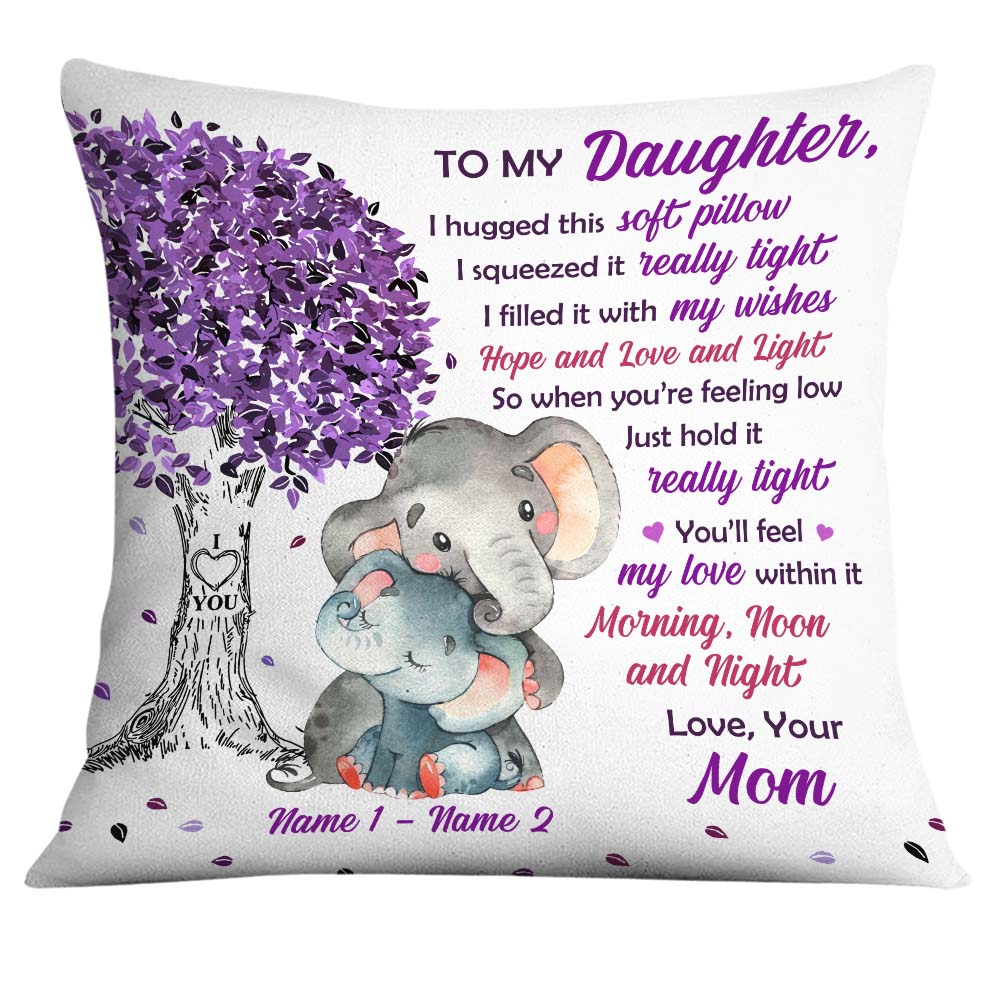 Personalized Mom Grandma Daughter Granddaughter Son Grandson Elephant Pillow - Thegiftio