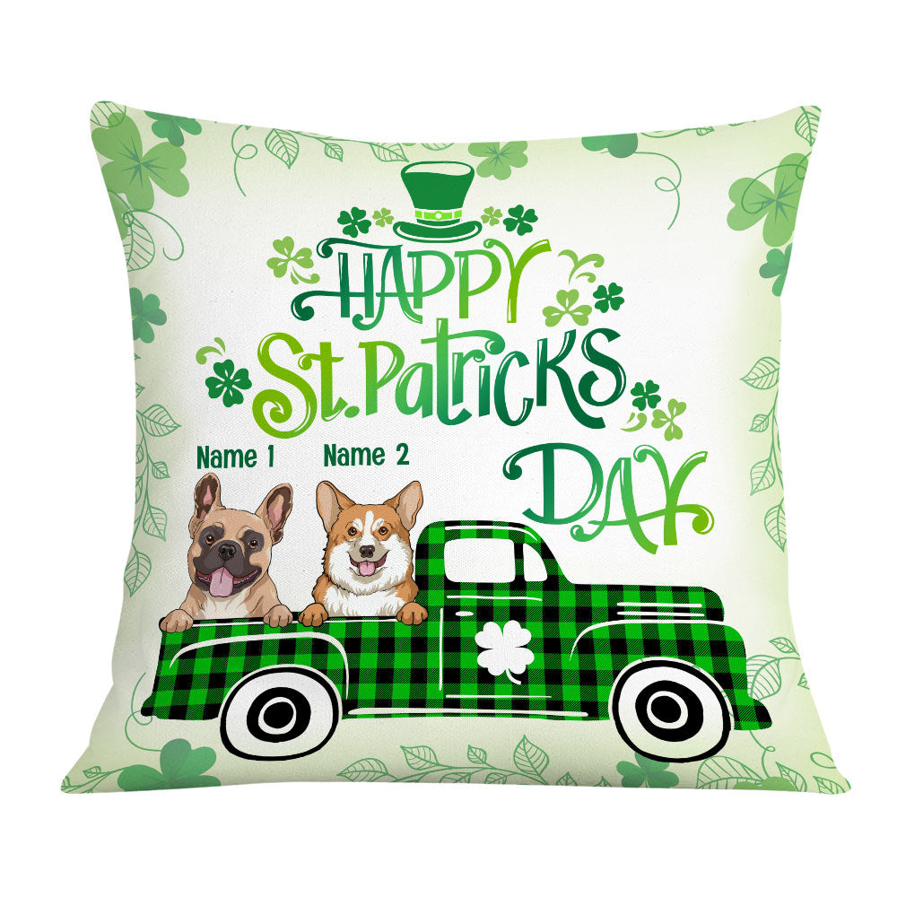 Personalized Truck Full Of Luck, Four Leaf Clover, Patrick's Day Dog Pillow - Thegiftio UK