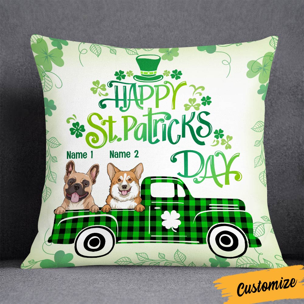 Personalized Truck Full Of Luck, Four Leaf Clover, Patrick's Day Dog Pillow