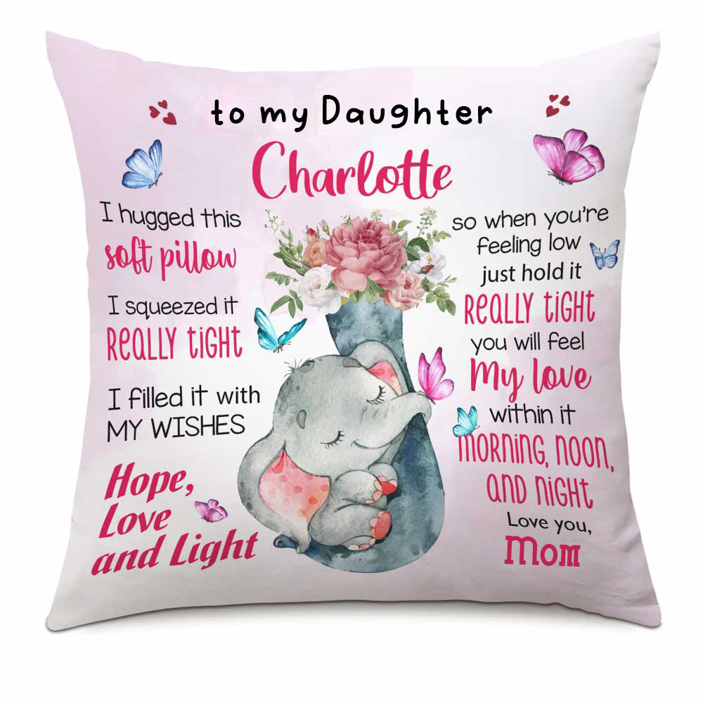 Personalized Mom Grandma Son Daughter Grandson Granddaughter Baby Elephant Pillow - Thegiftio UK