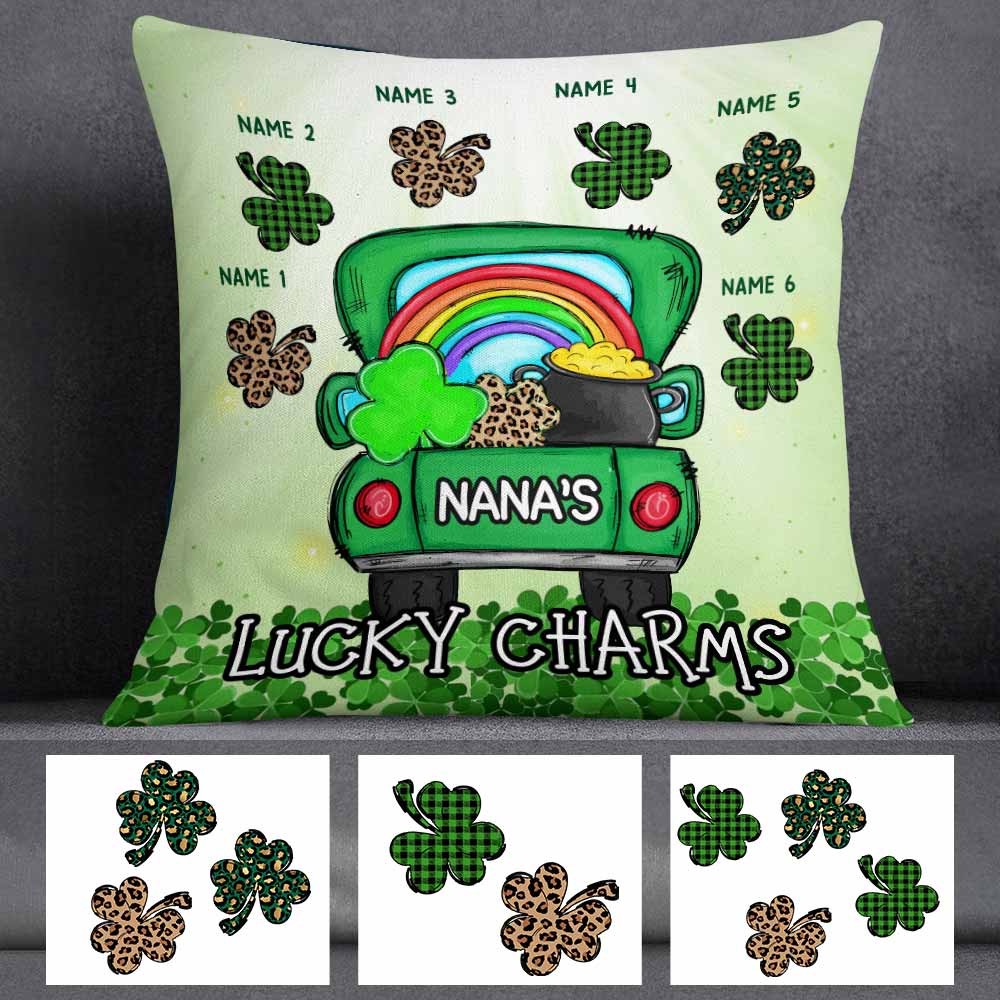 Personalized Patrick's Day Mom Grandma Gifts, Grandma's lucky charm Pillow