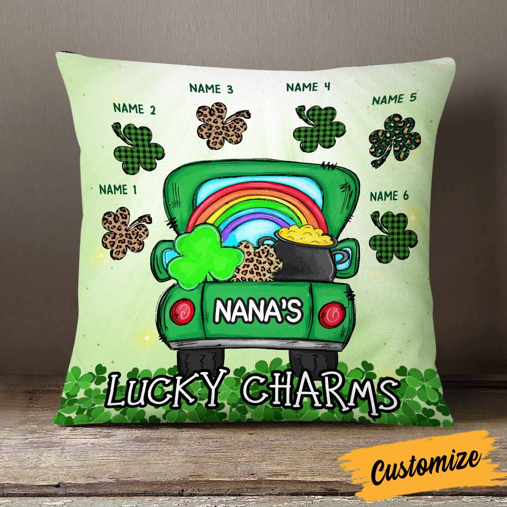 Personalized Patrick's Day Mom Grandma Gifts, Grandma's lucky charm Pillow