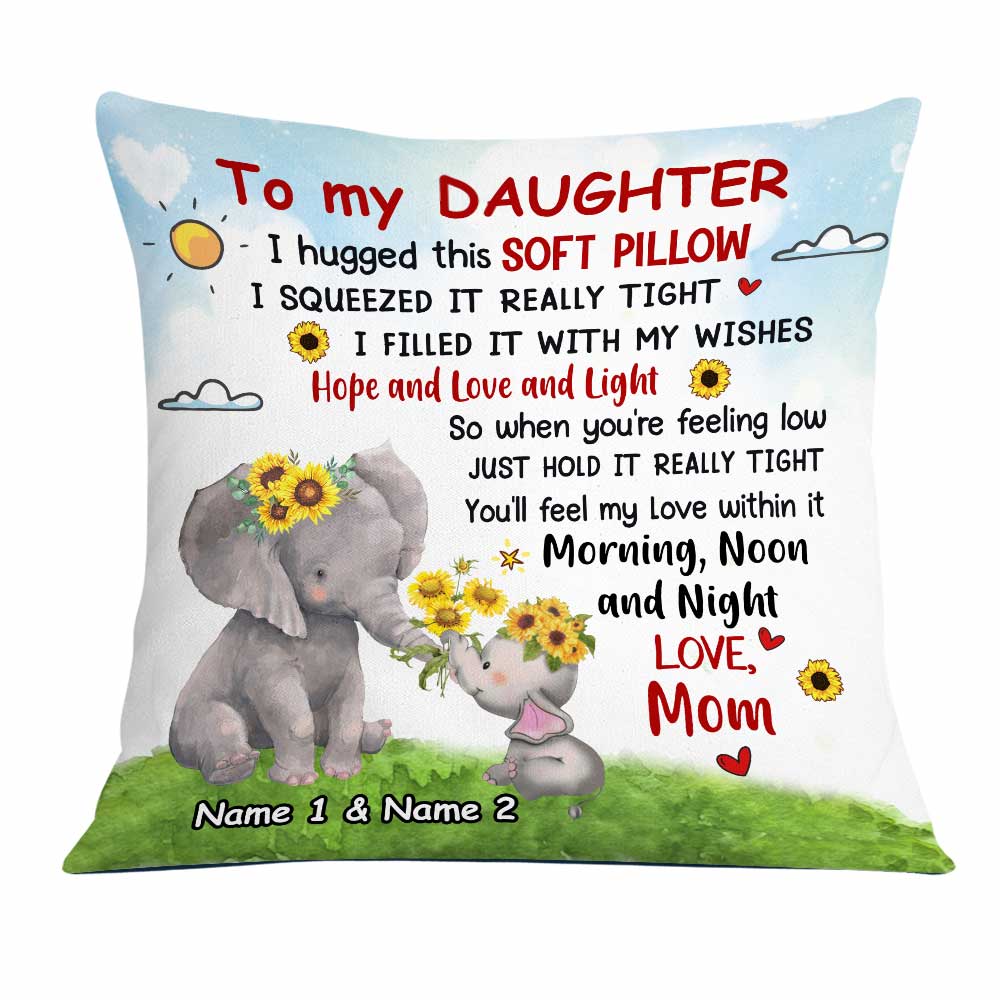 Personalized Elephant Mom Grandma To Daughter Granddaughter Son Grandson Hug This Pillow - Thegiftio UK