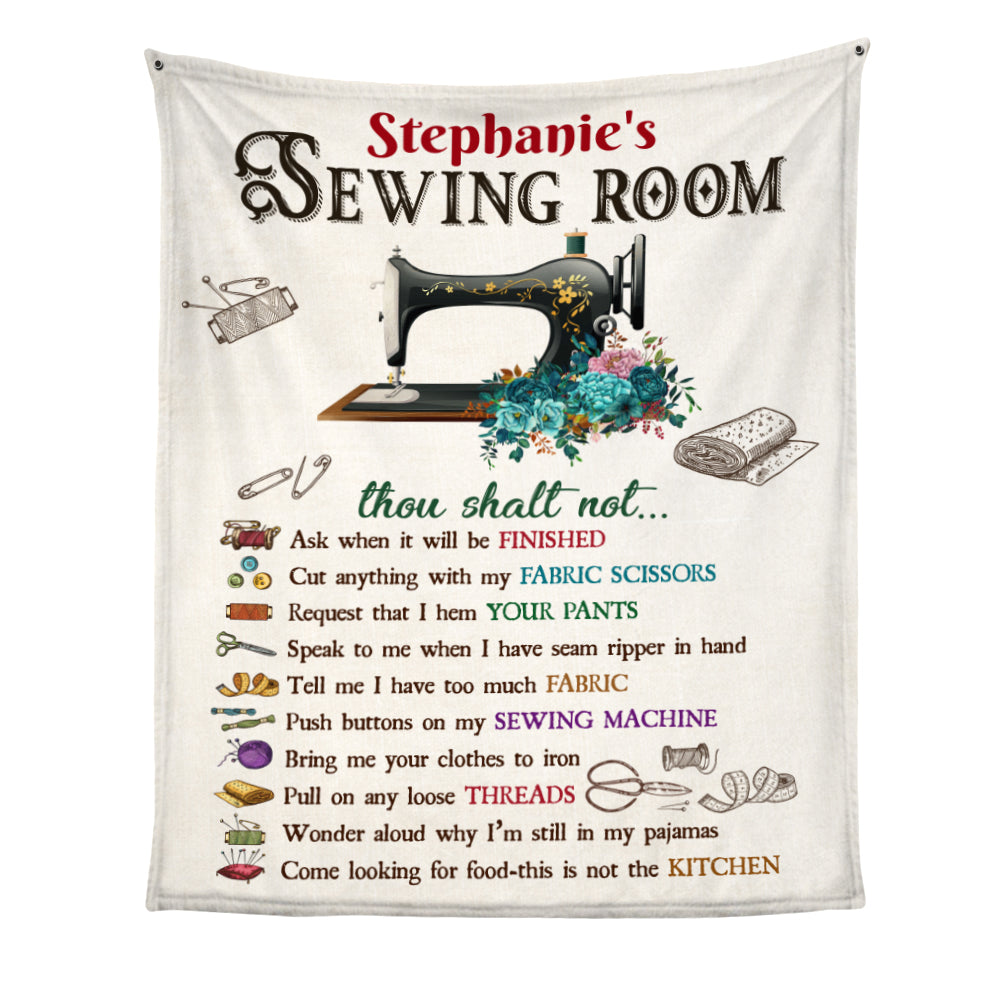 Personalized Sewing Room Rules Blanket - Thegiftio