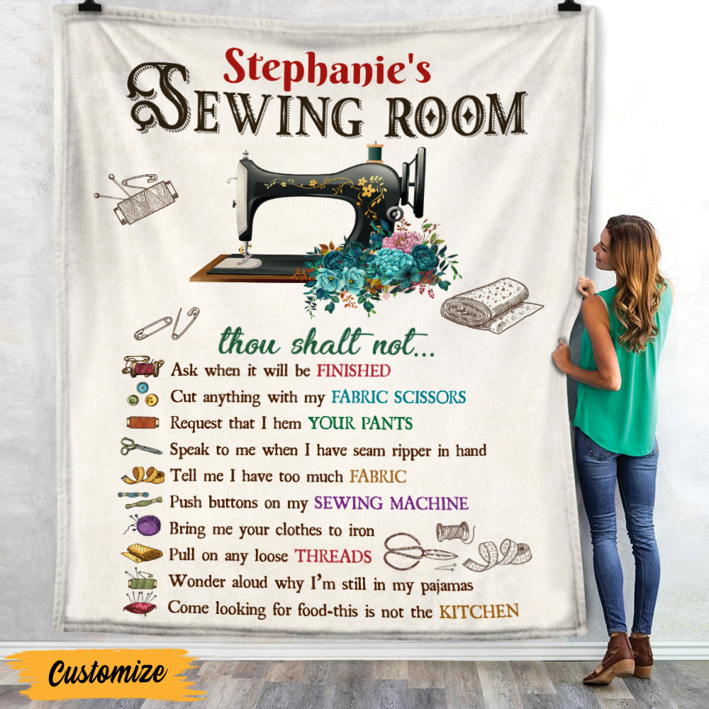 Personalized Sewing Room Rules Blanket