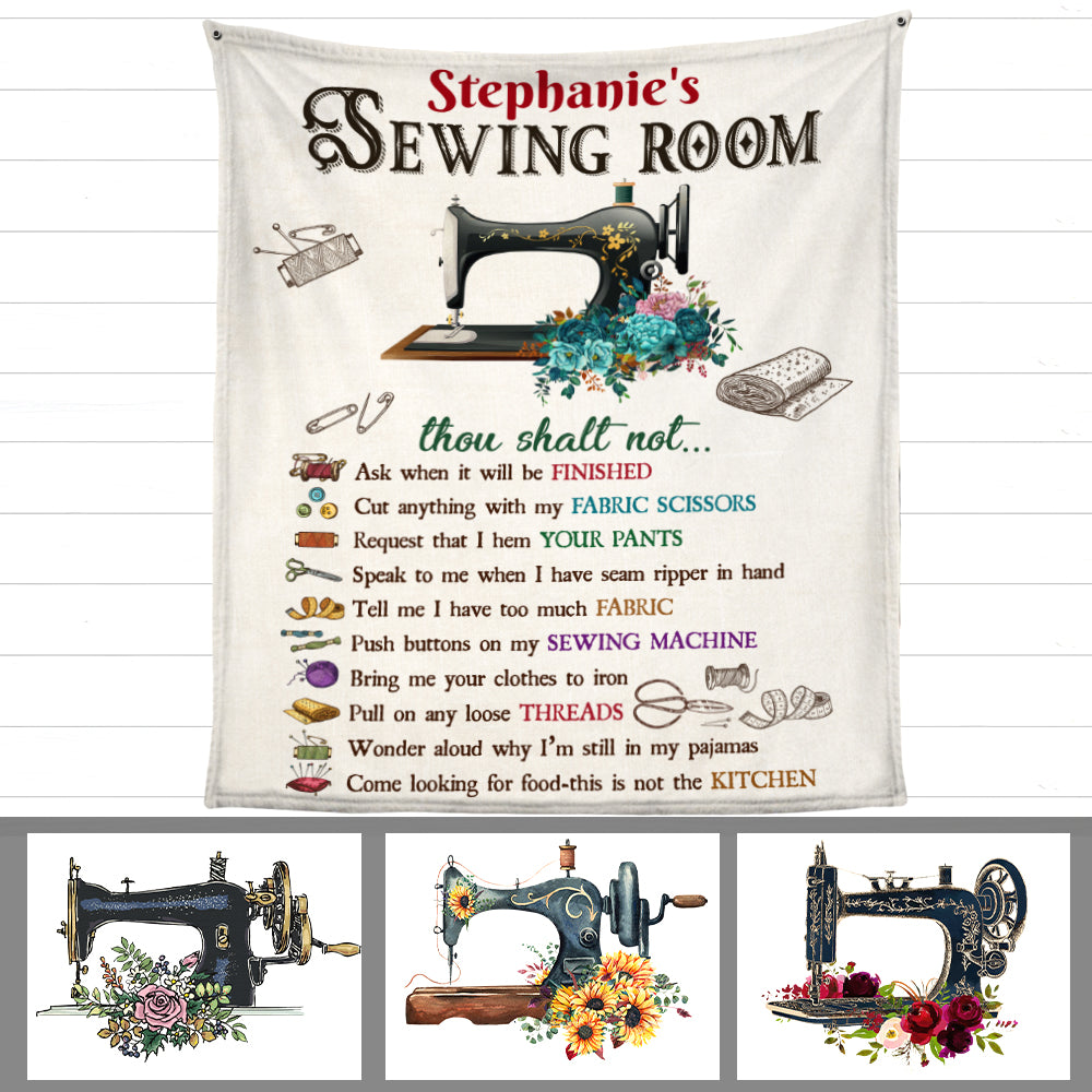 Personalized Sewing Room Rules Blanket