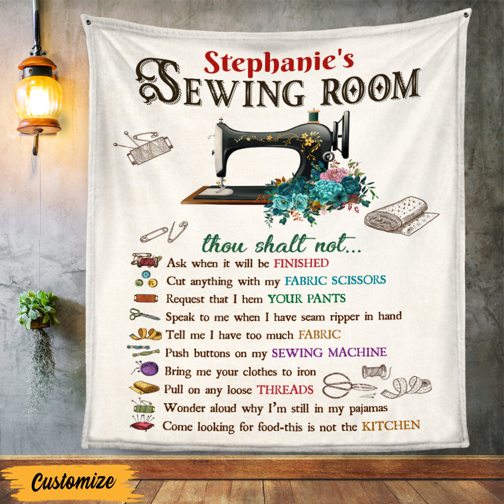 Personalized Sewing Room Rules Blanket