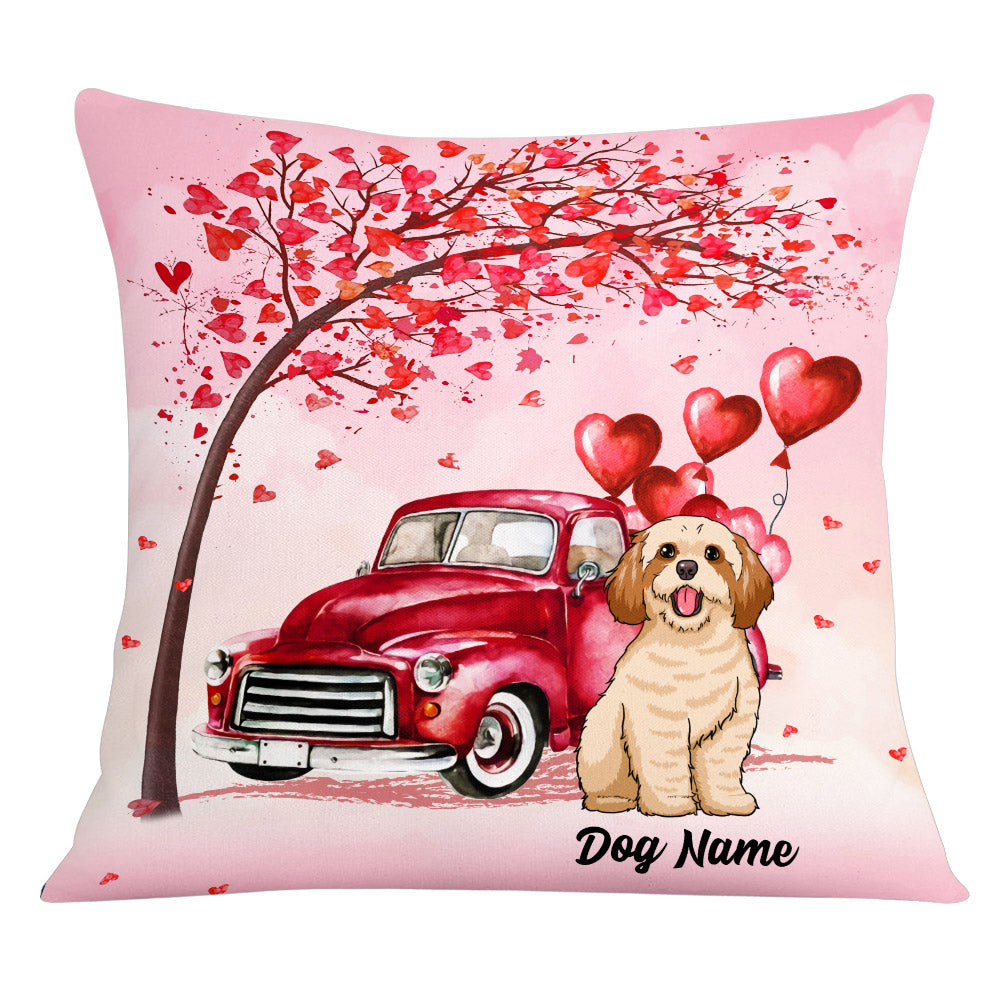 Personalized Dog Valentine Red Truck Pillow - Thegiftio UK