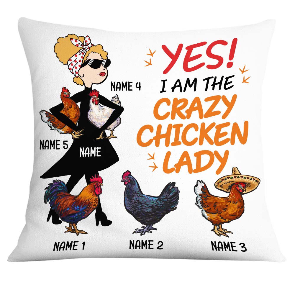Personalized Chicken Lover Gift, Crazy Chicken Lady Pillow - Thegiftio UK