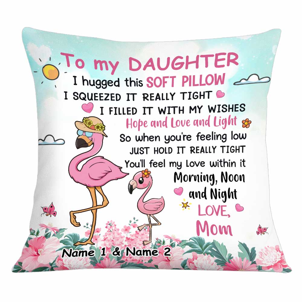 Personalized Flamingo Mom Grandma To Daughter Granddaughter Hug This Pillow - Thegiftio UK