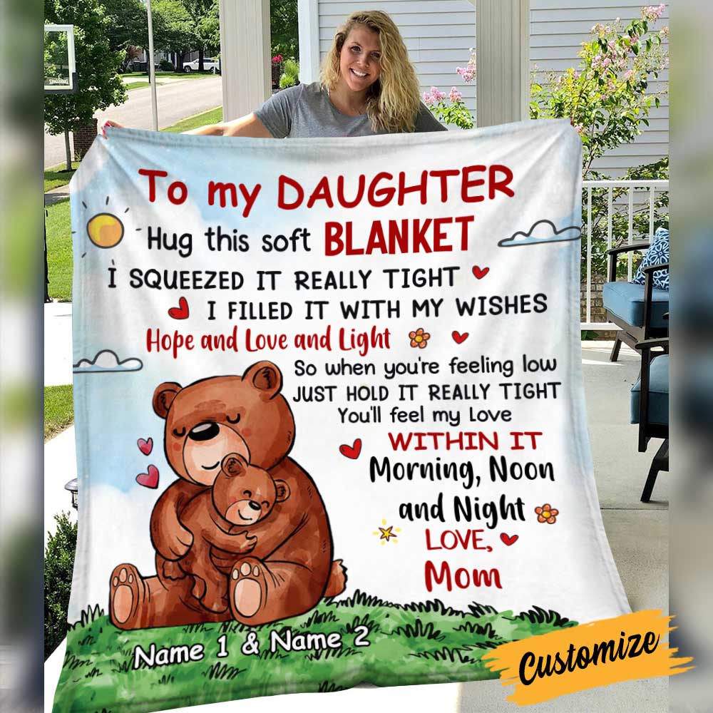 Personalized Bear Daughter Hug This Blanket