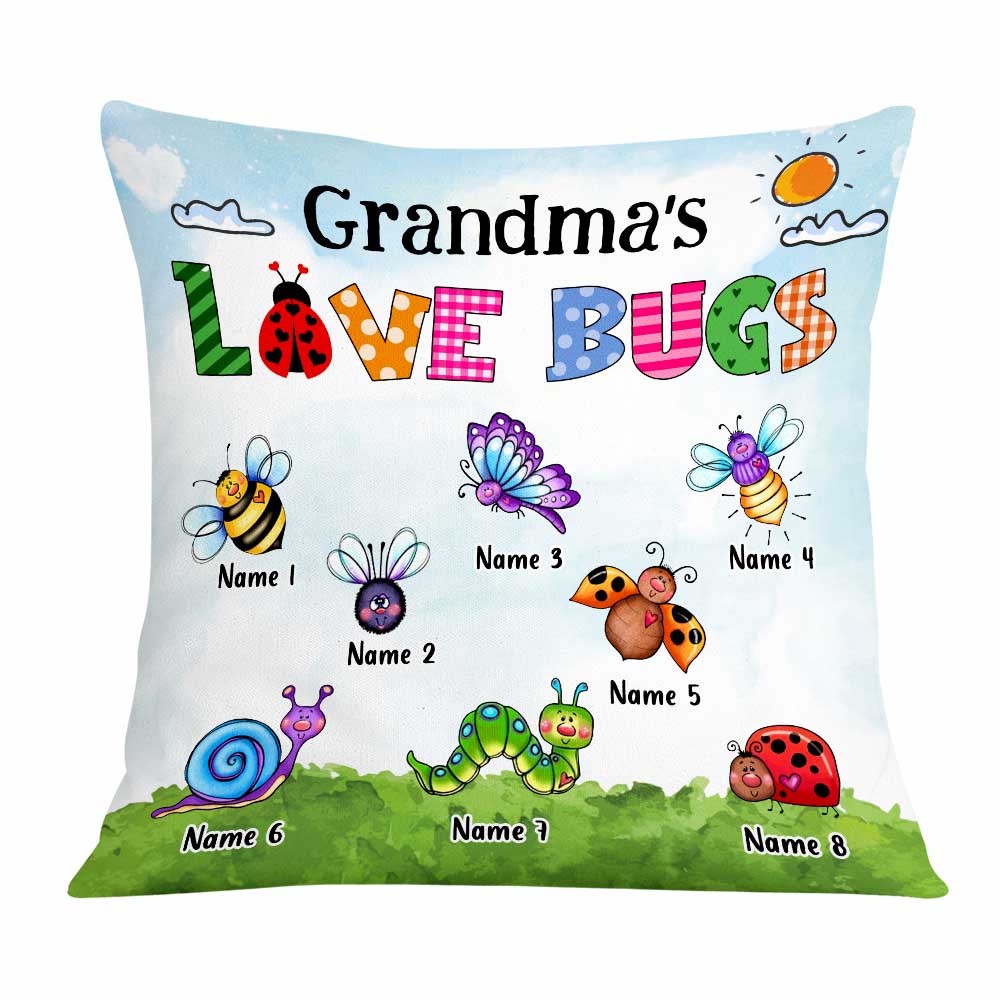Personalized Love Mom Grandma Grandkids Bugs Pillow - Thegiftio UK