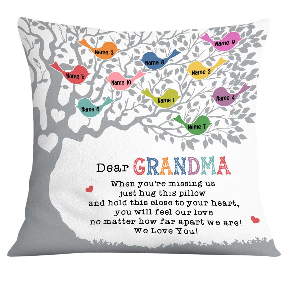 Grandma Pillow With Grandkids Names Grandma Gift, Personalized Grandma Gifts With Grandchildren Name Grandma Tree Birds Mother's Day Gift - Thegiftio UK