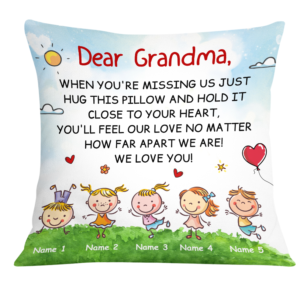 Personalized Mom Grandma Gifts, To Our Grandma When You're Missing Us Pillow - Thegiftio UK