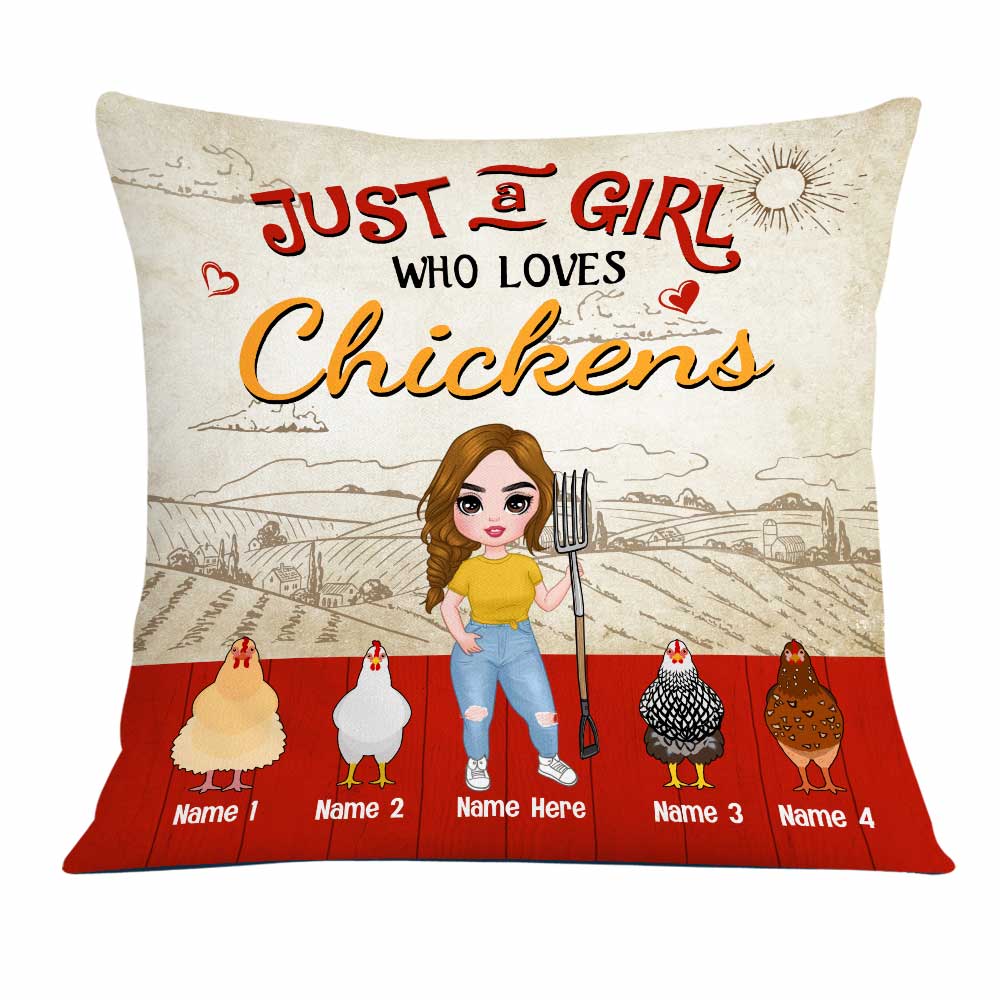 Personalized Gift For Chicken Mom , Chicken Lovers, Just A Girl Who Loves Chicken Pillow - Thegiftio UK