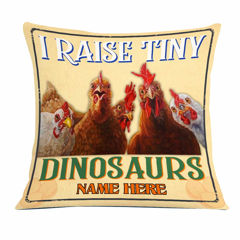 Personalized Gift For Chicken Lovers, I Raise Tiny Dinosaur Pillow - Thegiftio UK