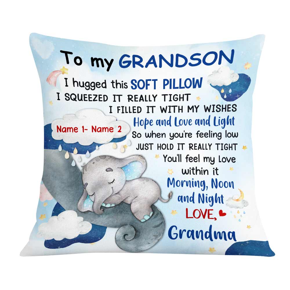 Personalized Elephant Mom Grandma To Daughter Granddaughter Son Grandson Hug This Pillow - Thegiftio UK