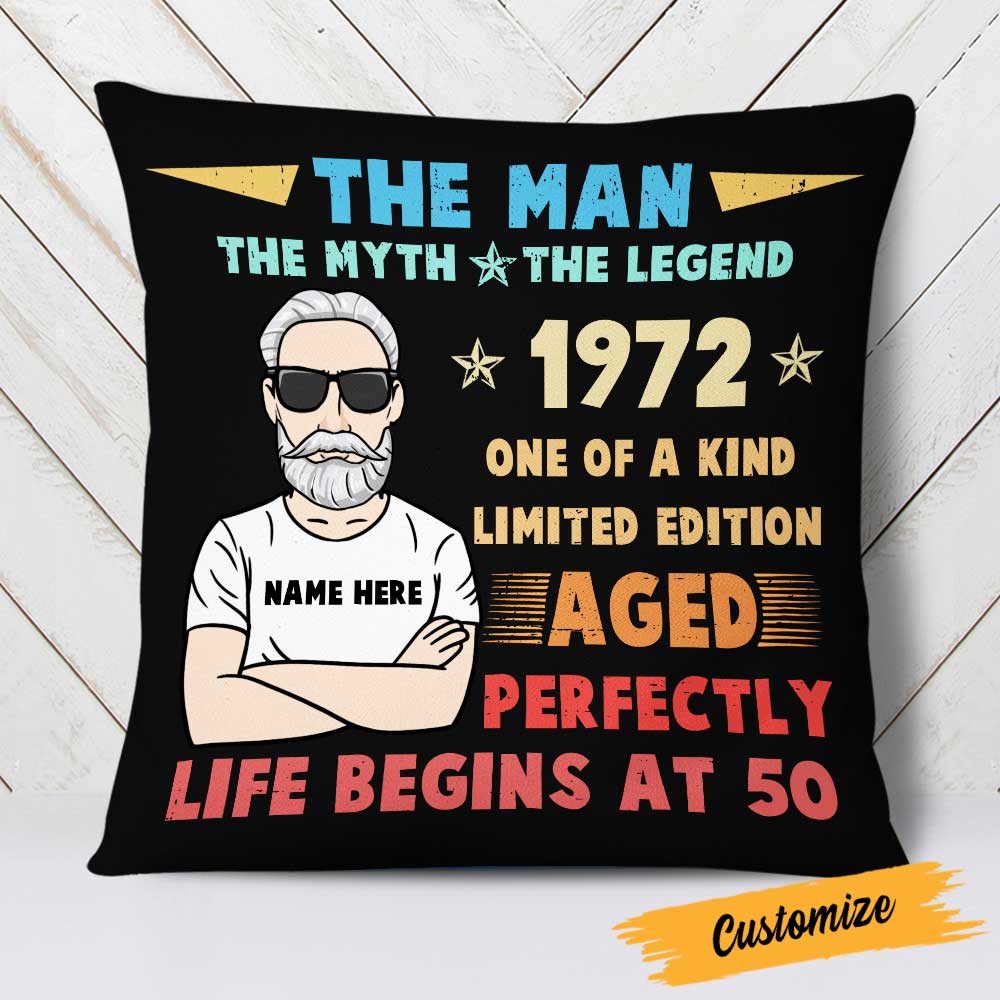 Personalized Love Dad Grandpa Gifts, he Man The Myth The Legend Pillow