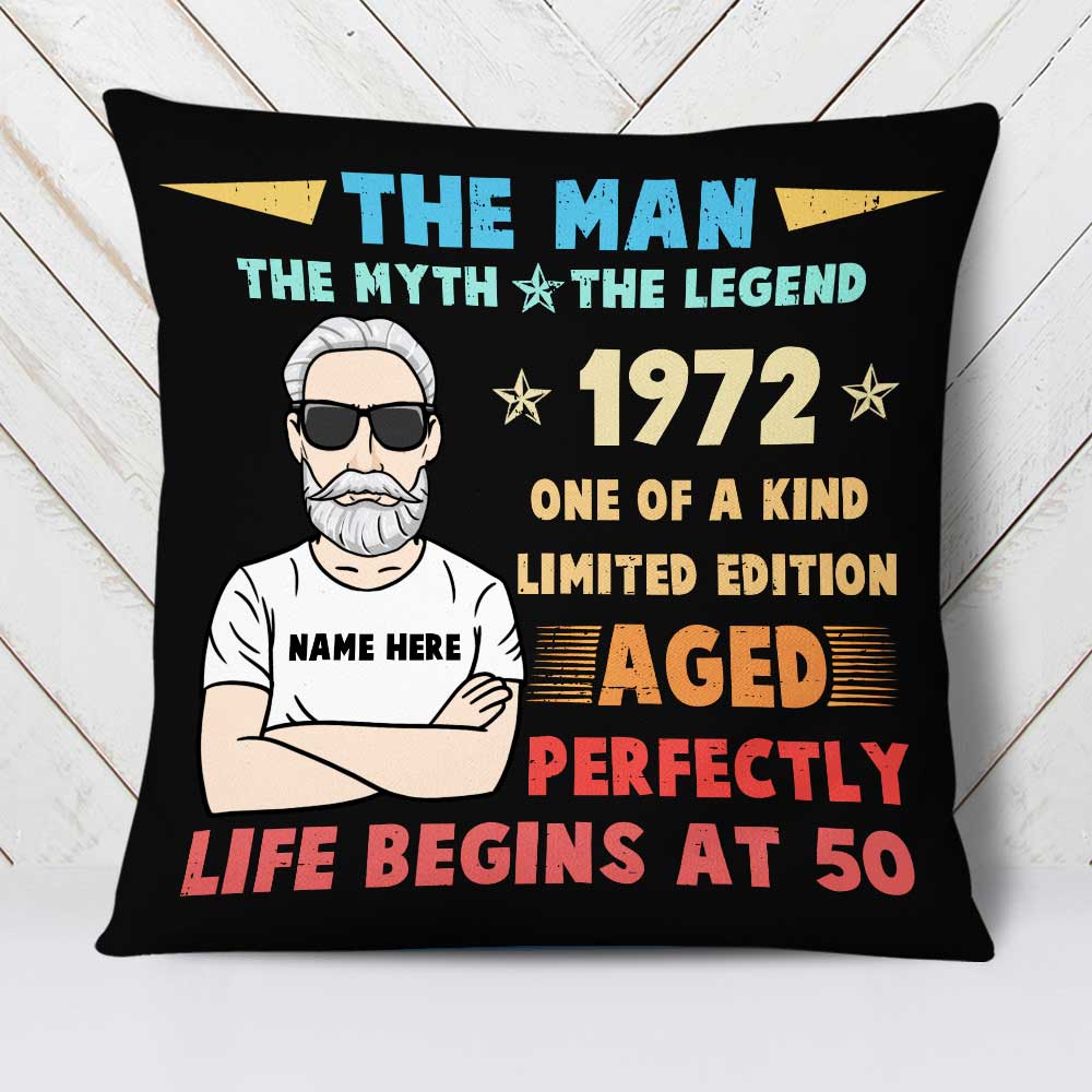 Personalized Love Dad Grandpa Gifts, he Man The Myth The Legend Pillow