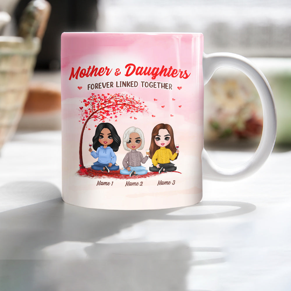Personalized Family Icon Mother Daughter Forever Linked Together Mug