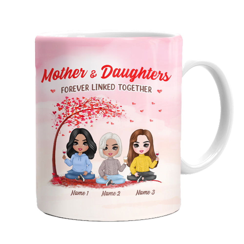 Personalized Family Icon Mother Daughter Forever Linked Together Mug - Thegiftio UK
