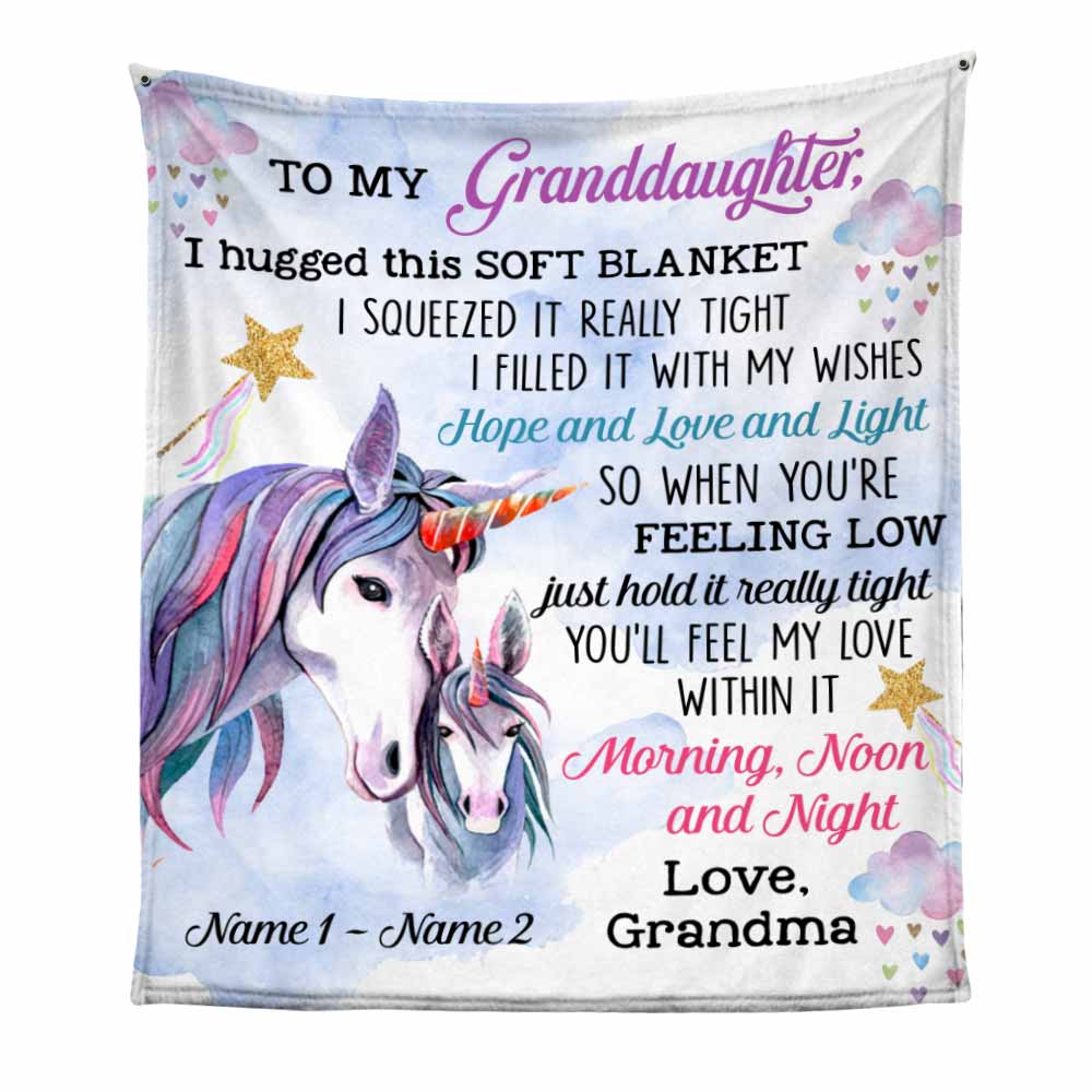 Personalized Mom Grandma Daughter Granddaughter Son Grandson Unicorn Blanket - Thegiftio