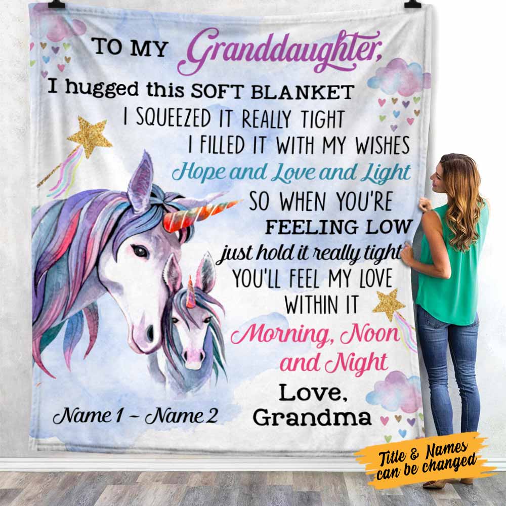Personalized Mom Grandma Daughter Granddaughter Son Grandson Unicorn Blanket