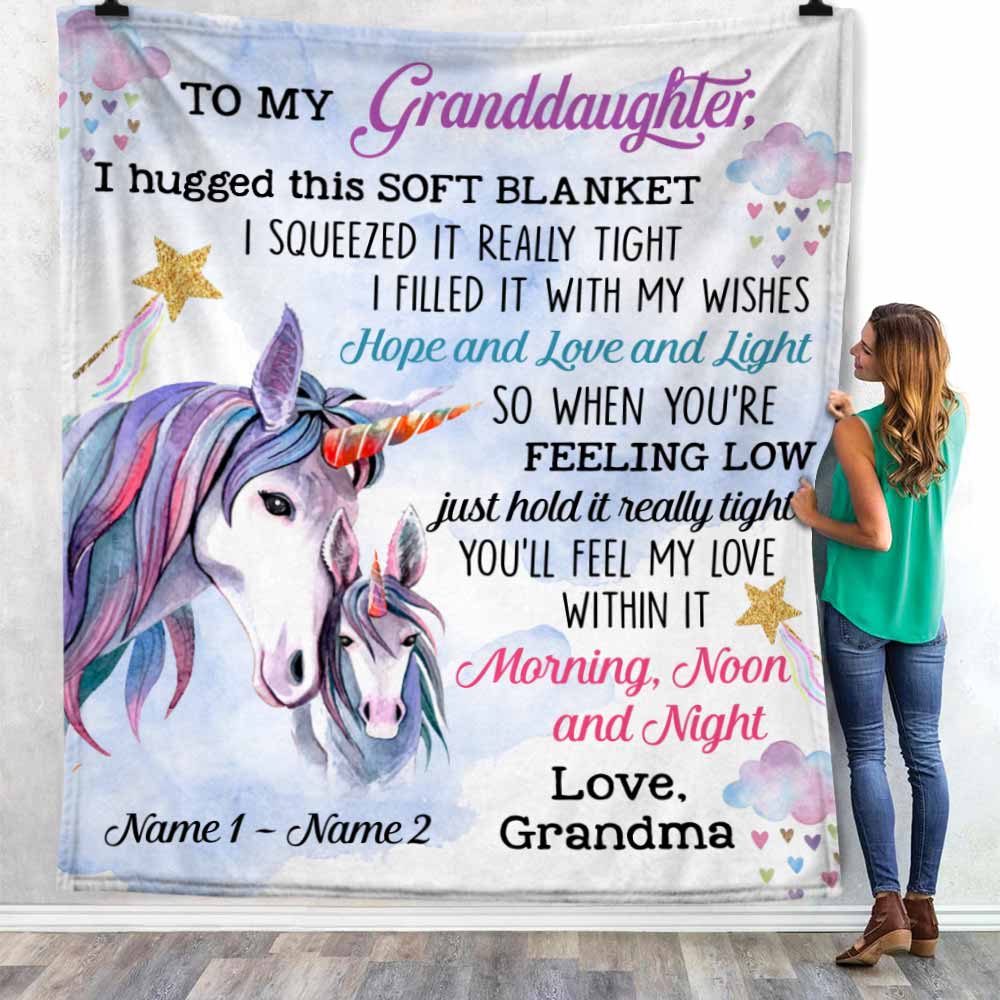 Personalized Mom Grandma Daughter Granddaughter Son Grandson Unicorn Blanket