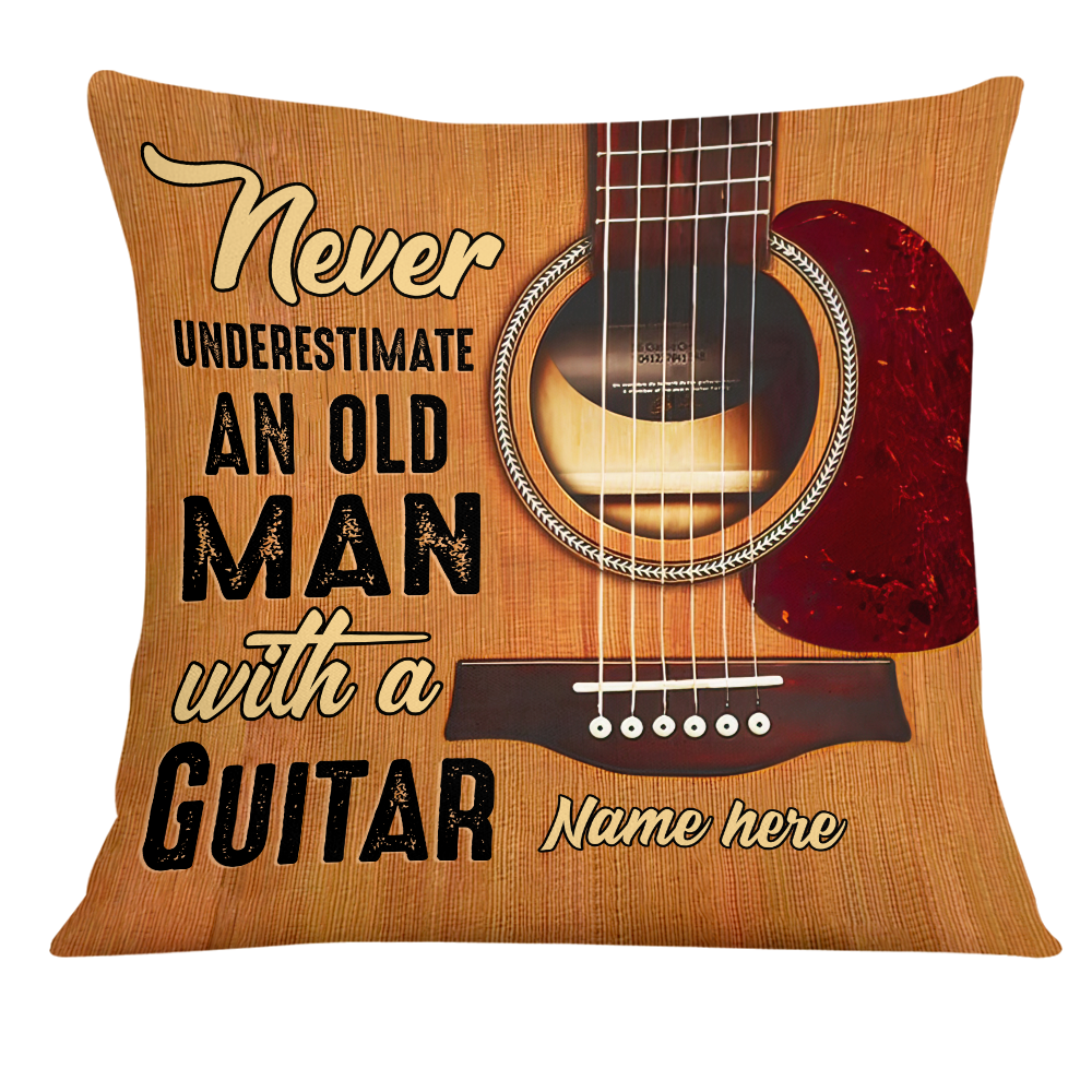 Personalized Old Man Guitar Pillow