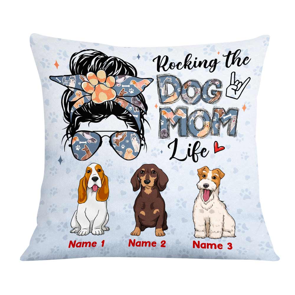 Personalized Dog Gift For Her, Mother's Day Gift, Dog Lovers, Rocking The Dog Mom Life Pillow - Thegiftio UK