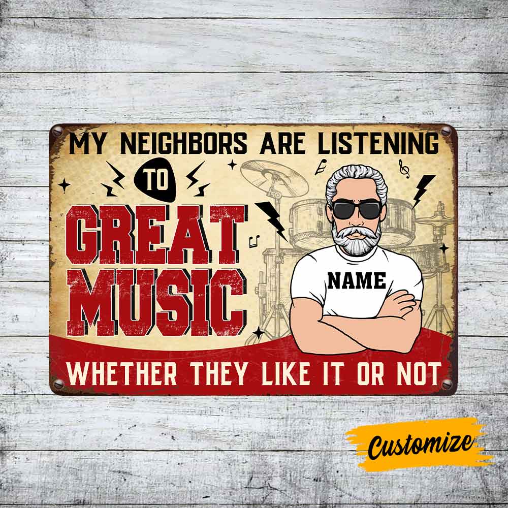 Personalized Man Cave Good Music Metal Sign