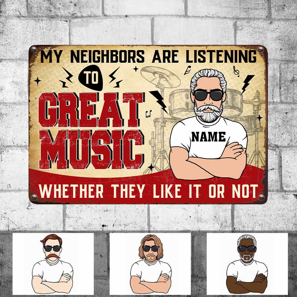 Personalized Man Cave Good Music Metal Sign