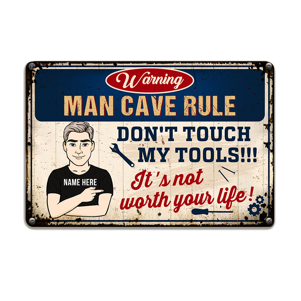 Personalized Garage Tool Rule Man Cave Metal Sign - Thegiftio UK