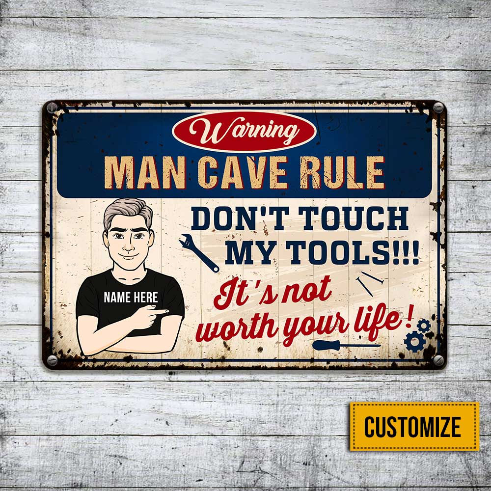 Personalized Garage Tool Rule Man Cave Metal Sign