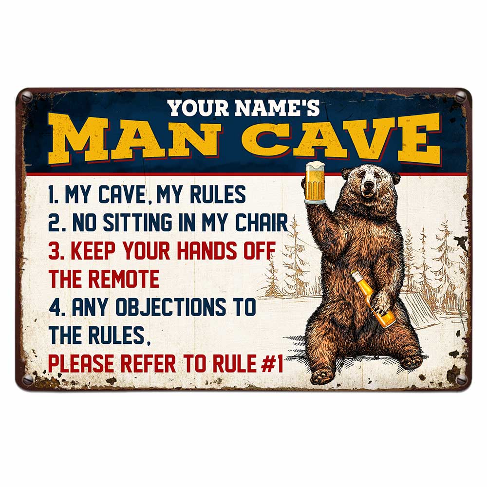 Personalized Gift For Bear Lovers, Man Cave Metal Sign - Thegiftio UK
