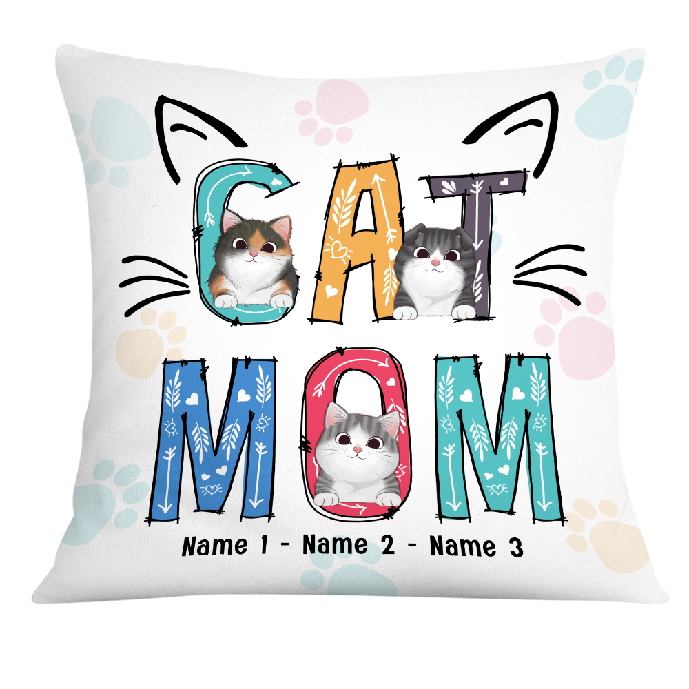 Personalized Gift For Cat Mom, Cat Lovers Gifts, Cat Mom Pillow - Thegiftio UK