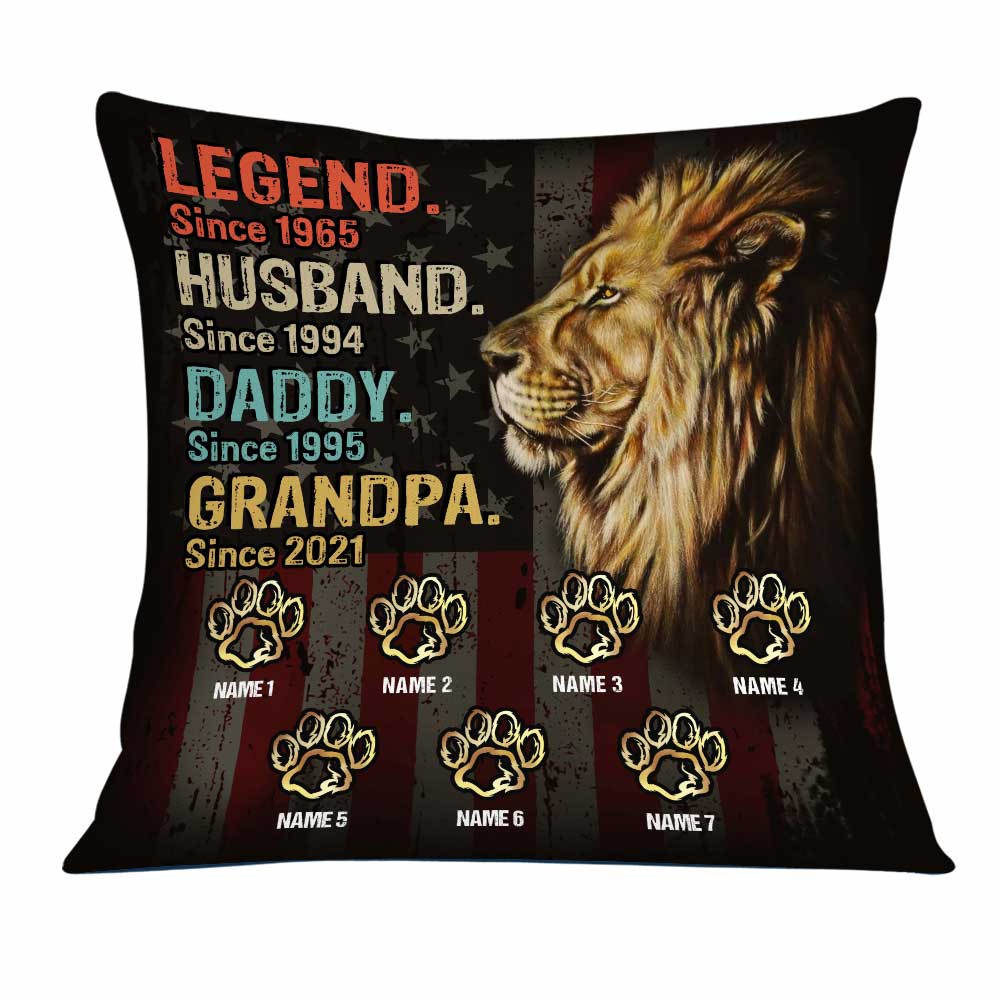 Personalized Fathers Day Gift, Dad Grandpa Gift, Lion Pillow - Thegiftio UK