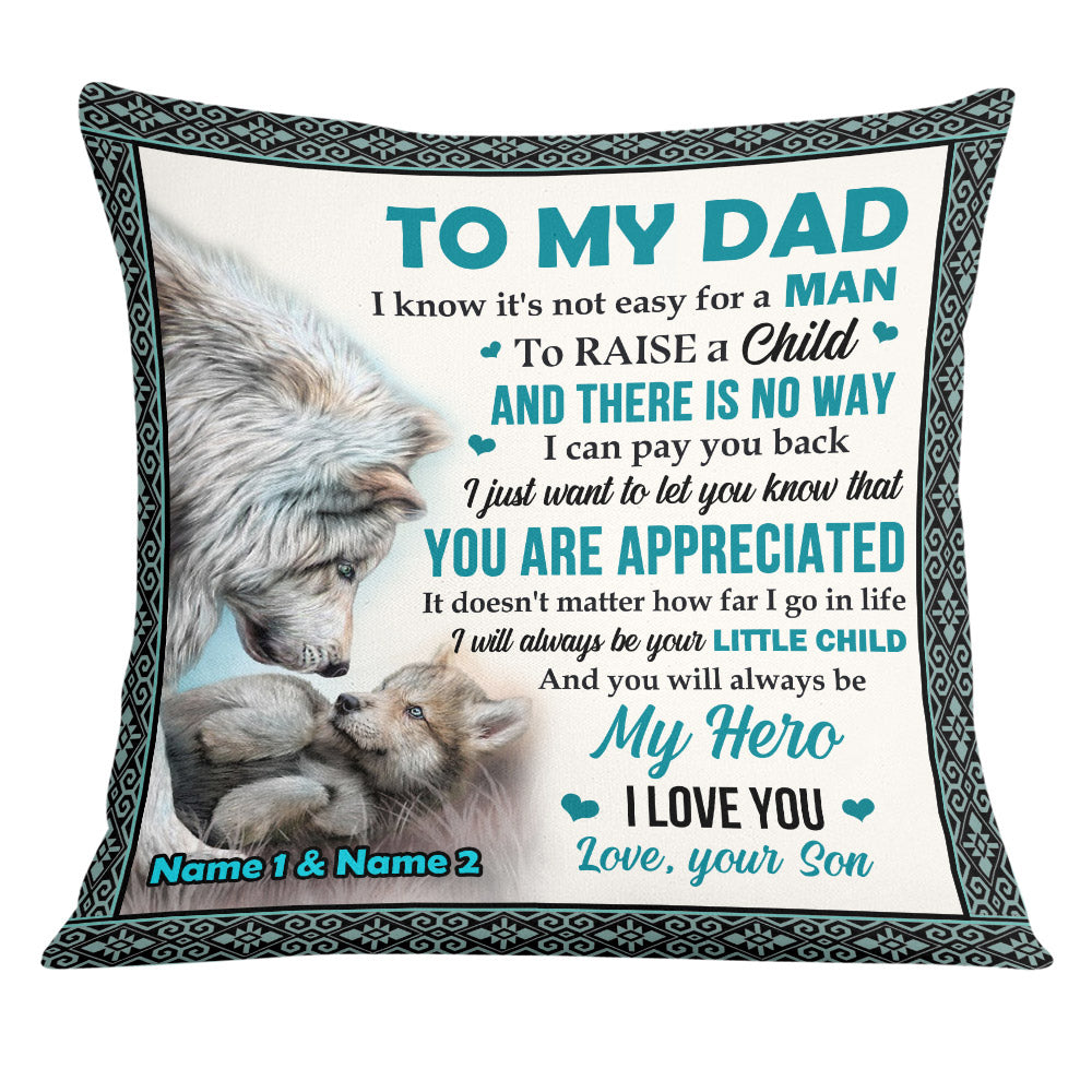 Personalized Fathers Day Gift From Son, Grandson For Daddy, Grandpa Pillow, Dad Woft Pillow - Thegiftio UK