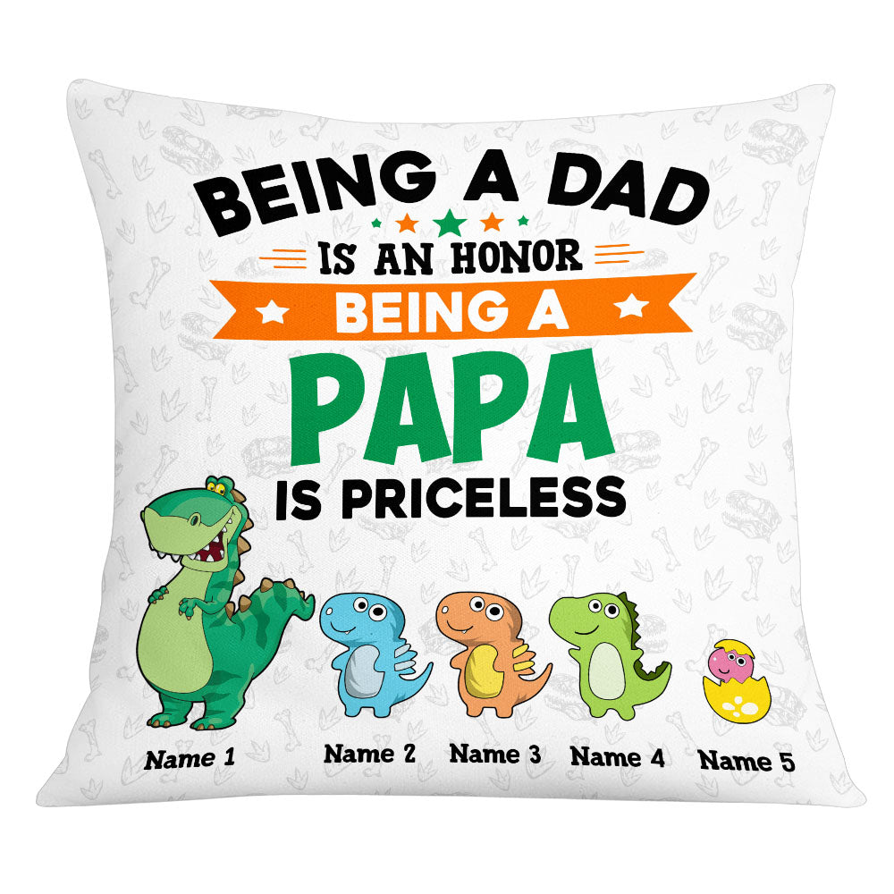 Personalized Gift For Dad Grandpa, Being Grandpa Is An Honor Being Papa Is Priceless Pillow - Thegiftio UK