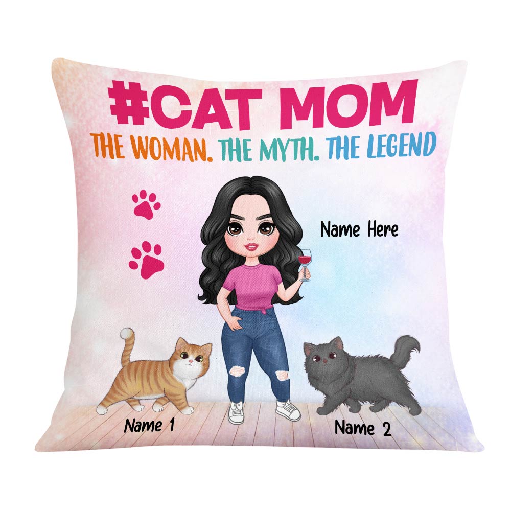 Personalized Cat Mom Gifts, The Woman The Myth The Legend Cup Pillow - Thegiftio UK
