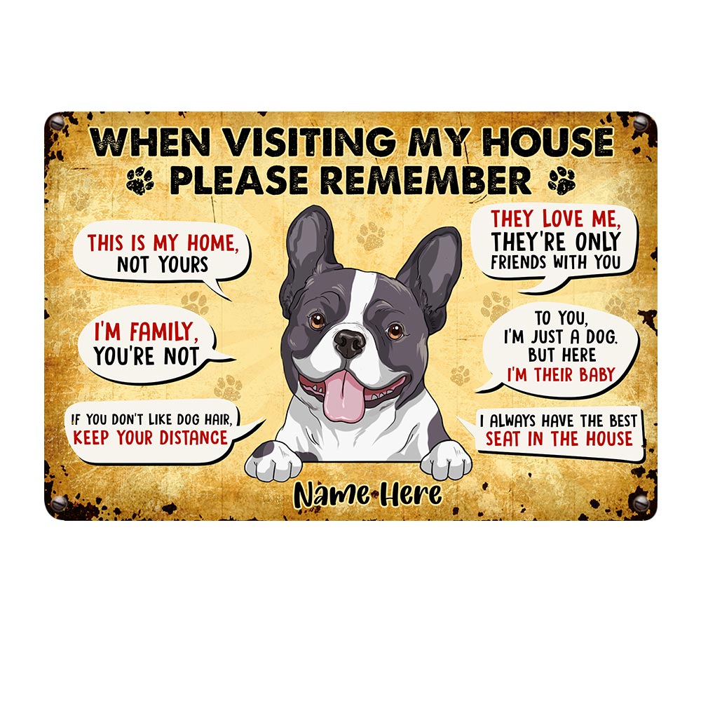 Personalized Dog Rules Funny Gifts, Remember When Visiting Our House Metal Sign - Thegiftio UK