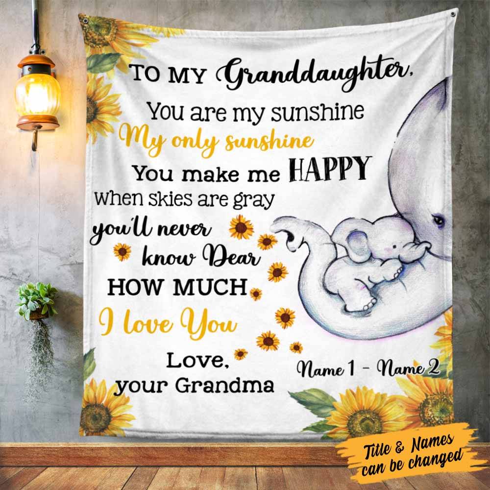 Personalized Daughter Granddaughter Sunflower Blanket